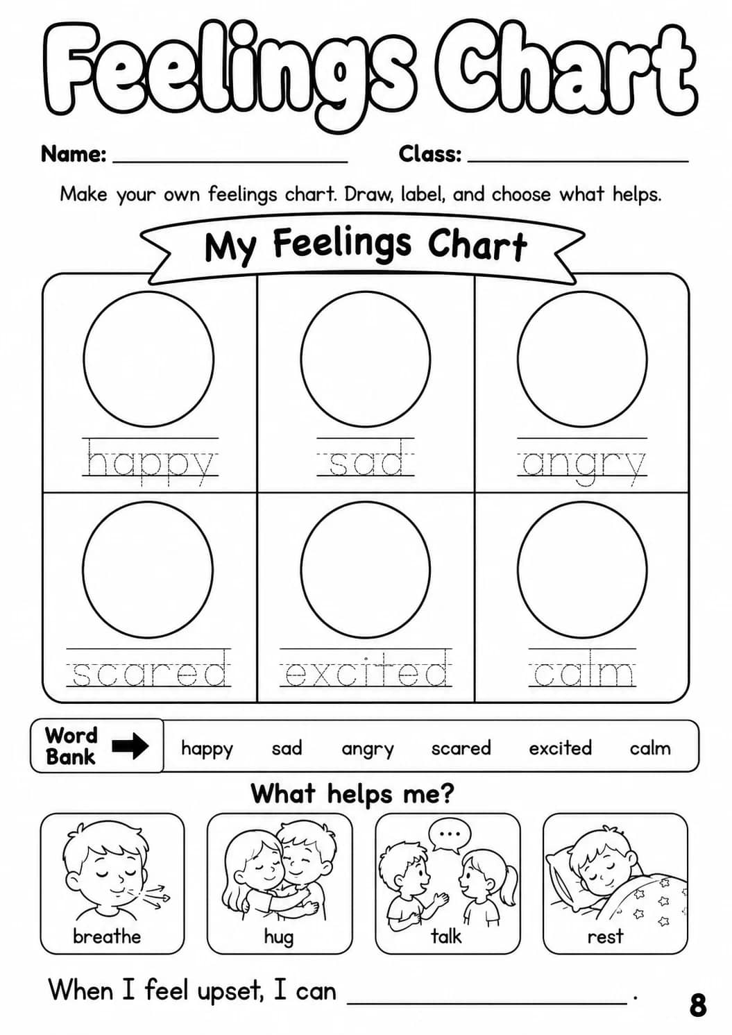 Feelings Chart Worksheet Pack printable cover