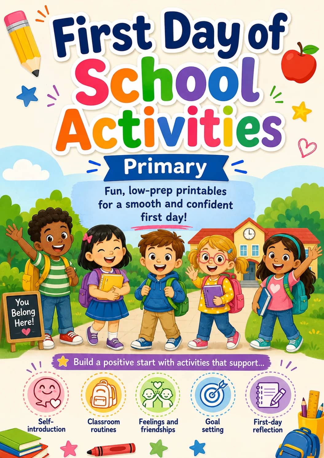 First Day of School Activities Worksheet Pack printable cover