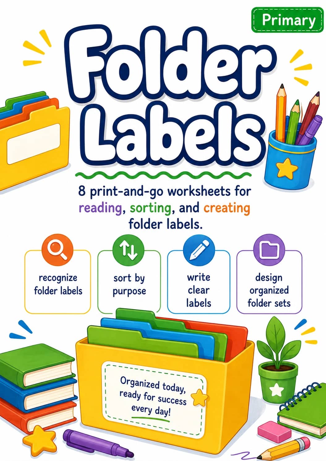 Folder Labels Worksheet Pack printable cover