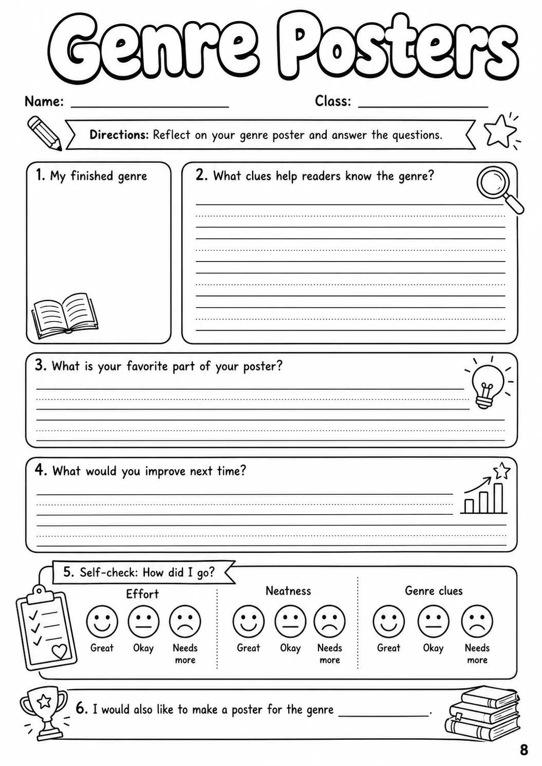 Genre Posters Worksheet Pack printable cover