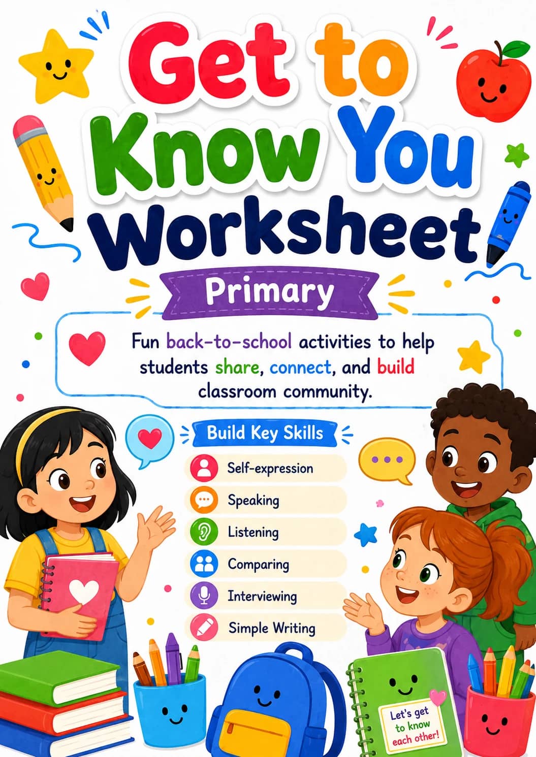 Get to Know You Worksheet Pack printable cover