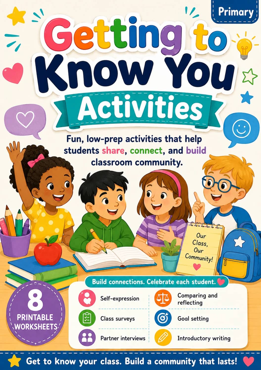 Getting to Know You Activities Worksheet Pack printable cover