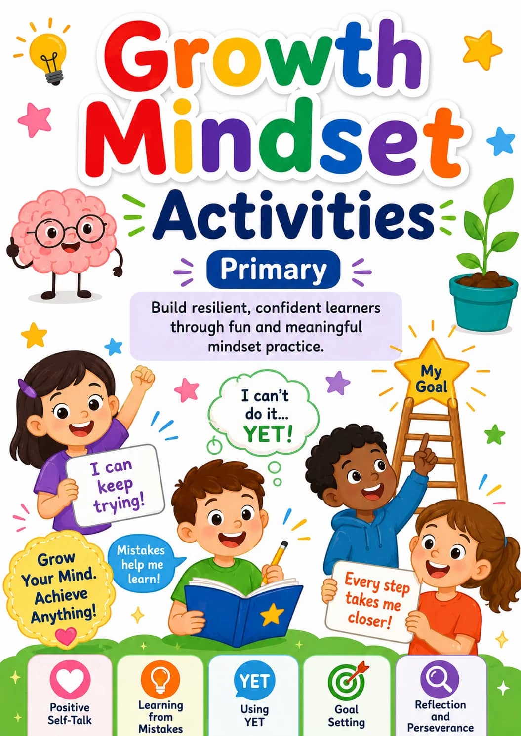 Growth Mindset Activities Worksheet Pack printable cover