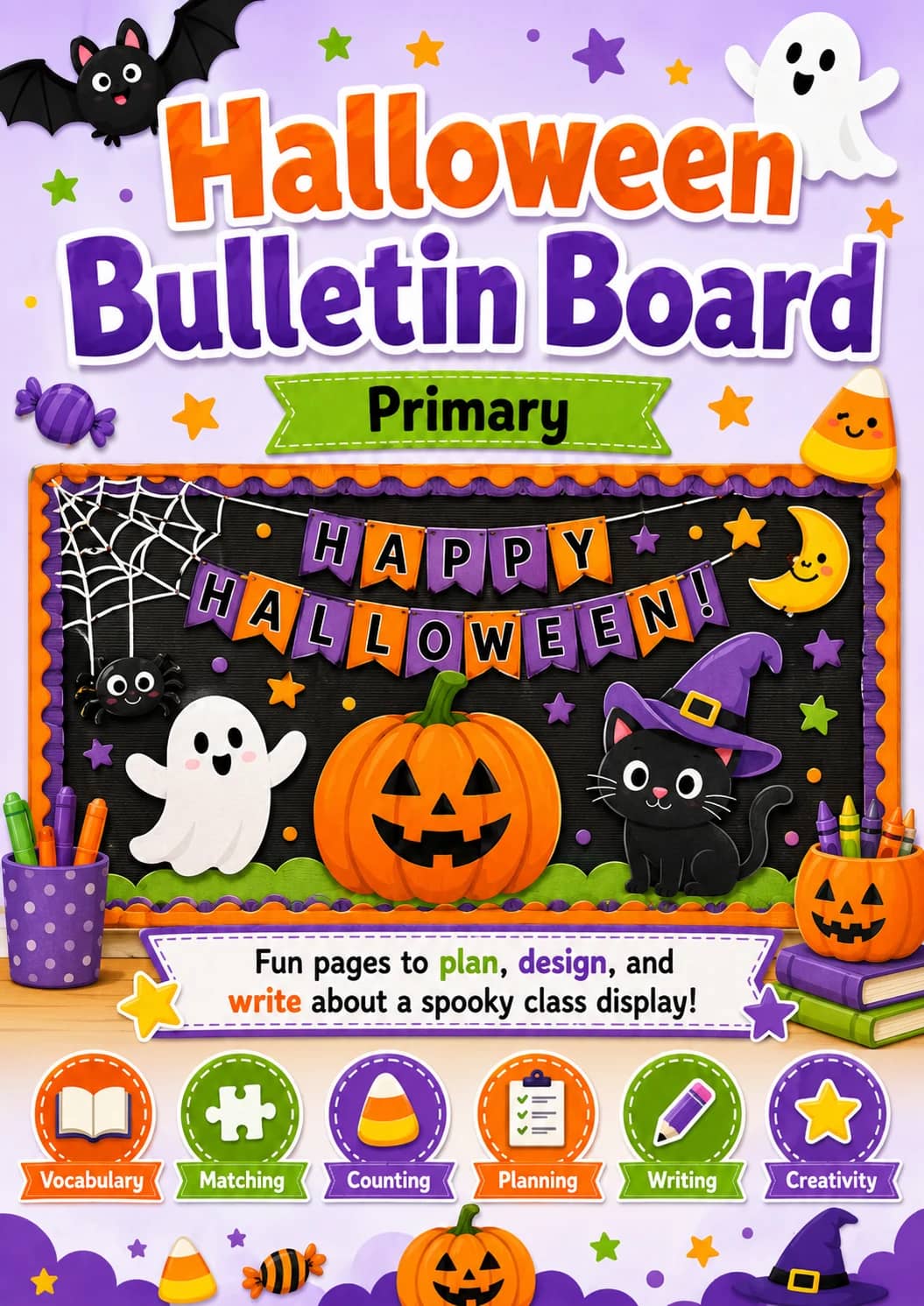 Halloween Bulletin Board Worksheet Pack printable cover