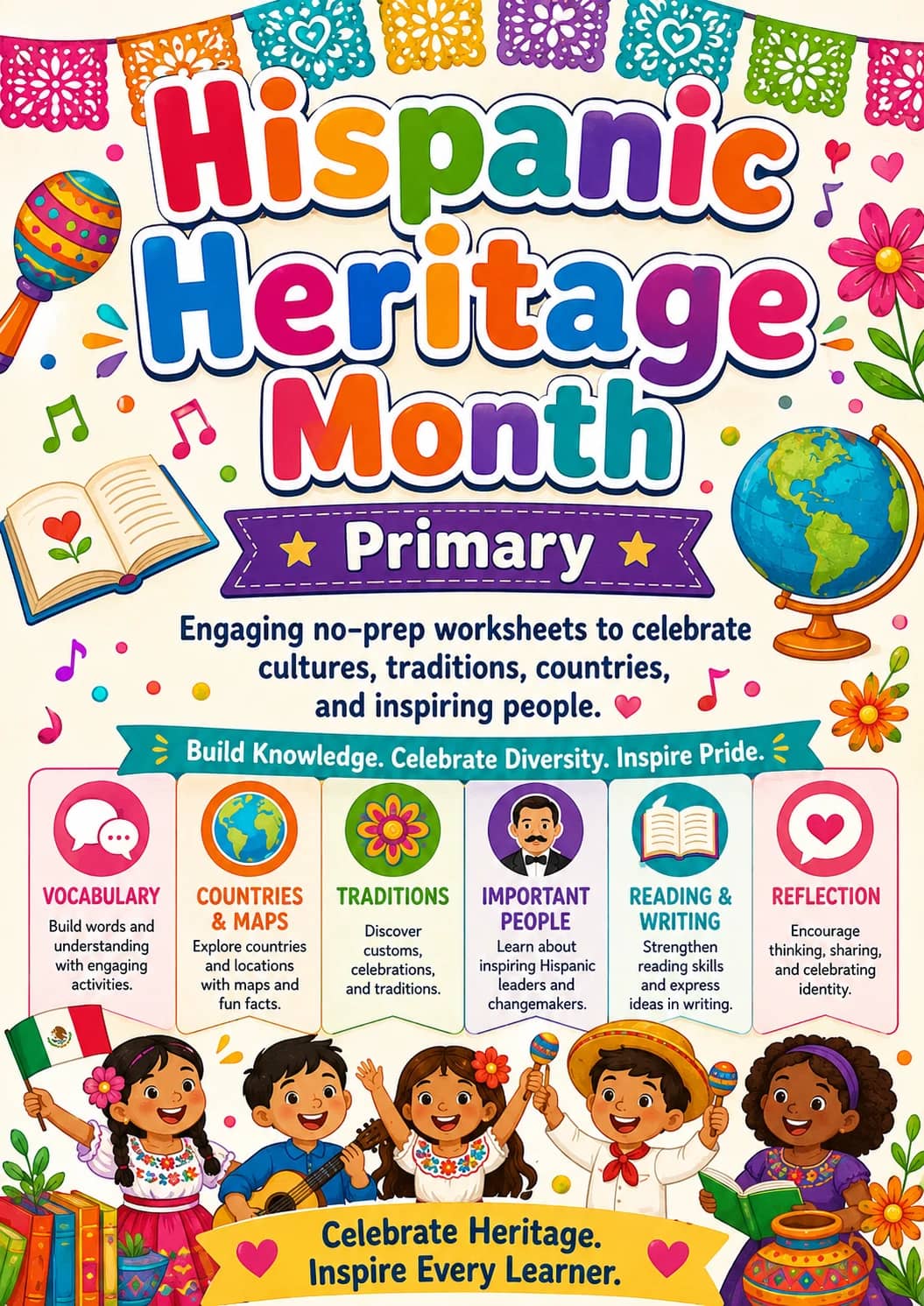 Hispanic Heritage Month Worksheet Pack printable cover