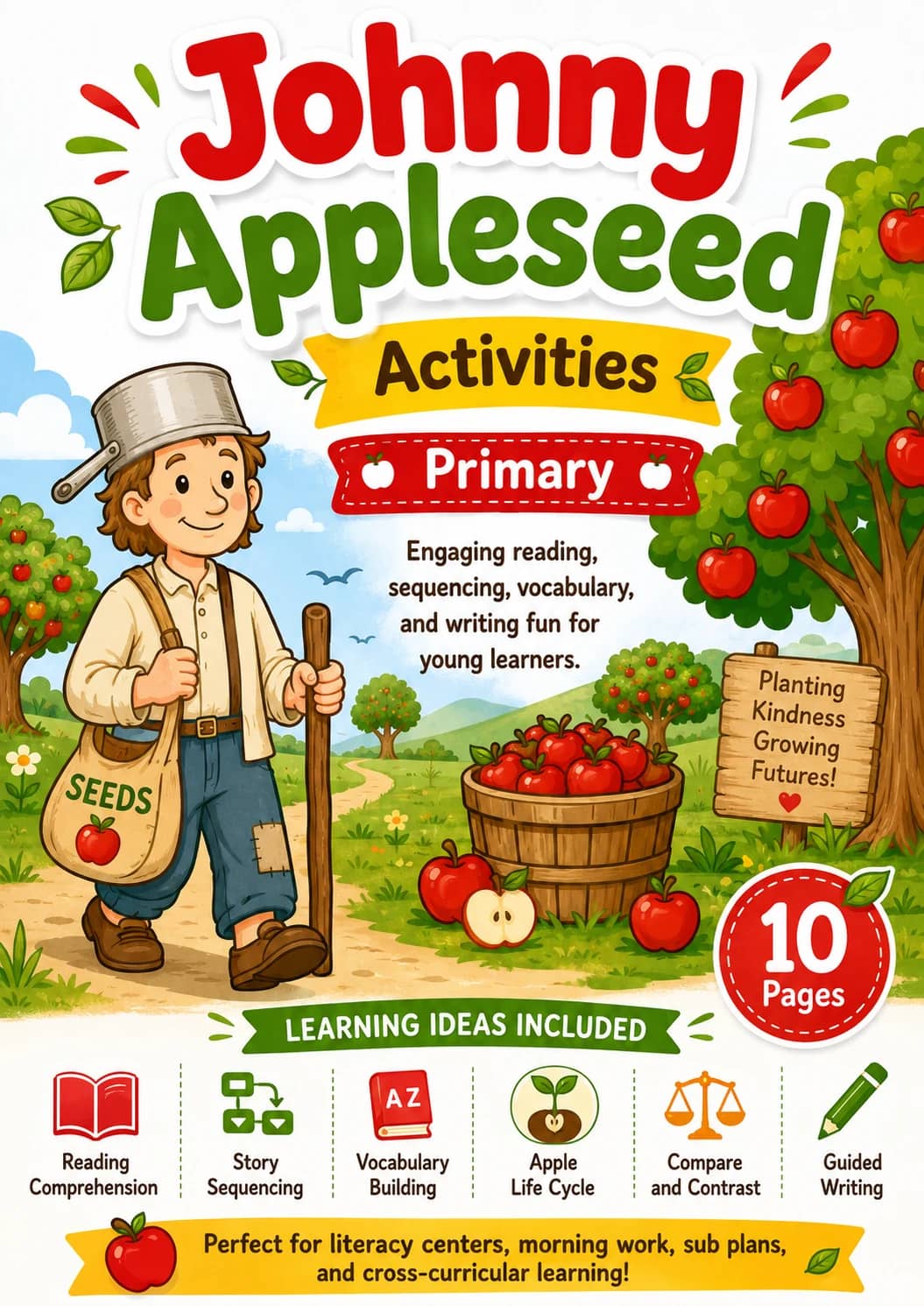 Johnny Appleseed Activities Worksheet Pack printable cover