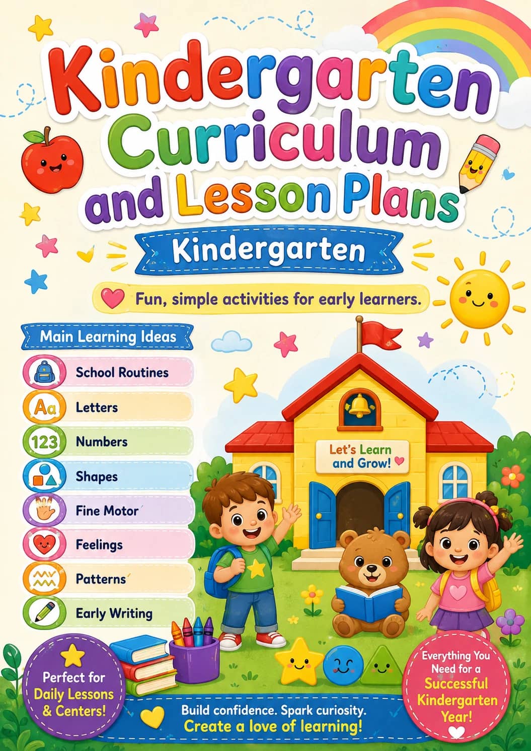 Kindergarten Curriculum and Lesson Plans Worksheet Pack printable cover