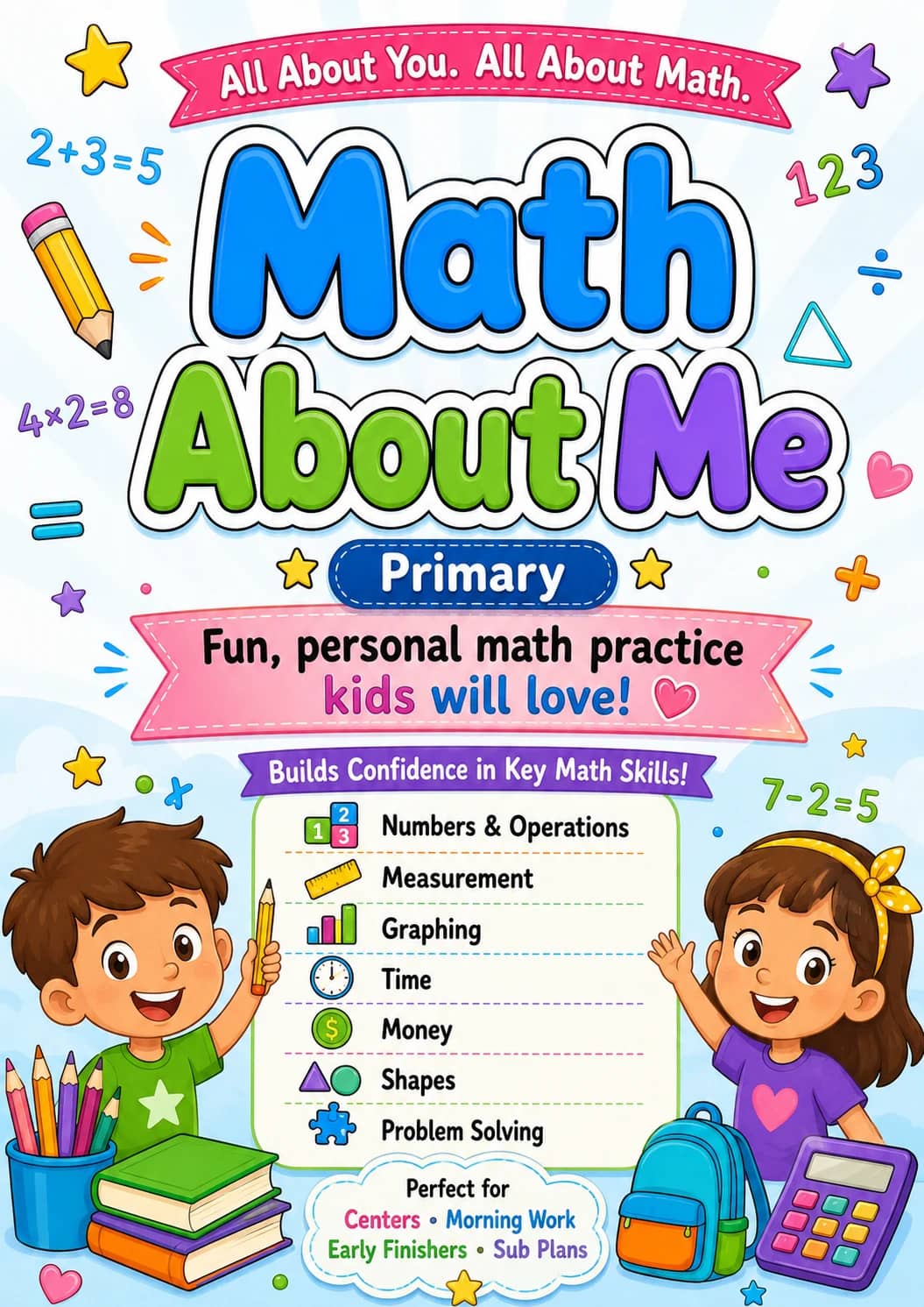 Math About Me Worksheet Pack printable cover