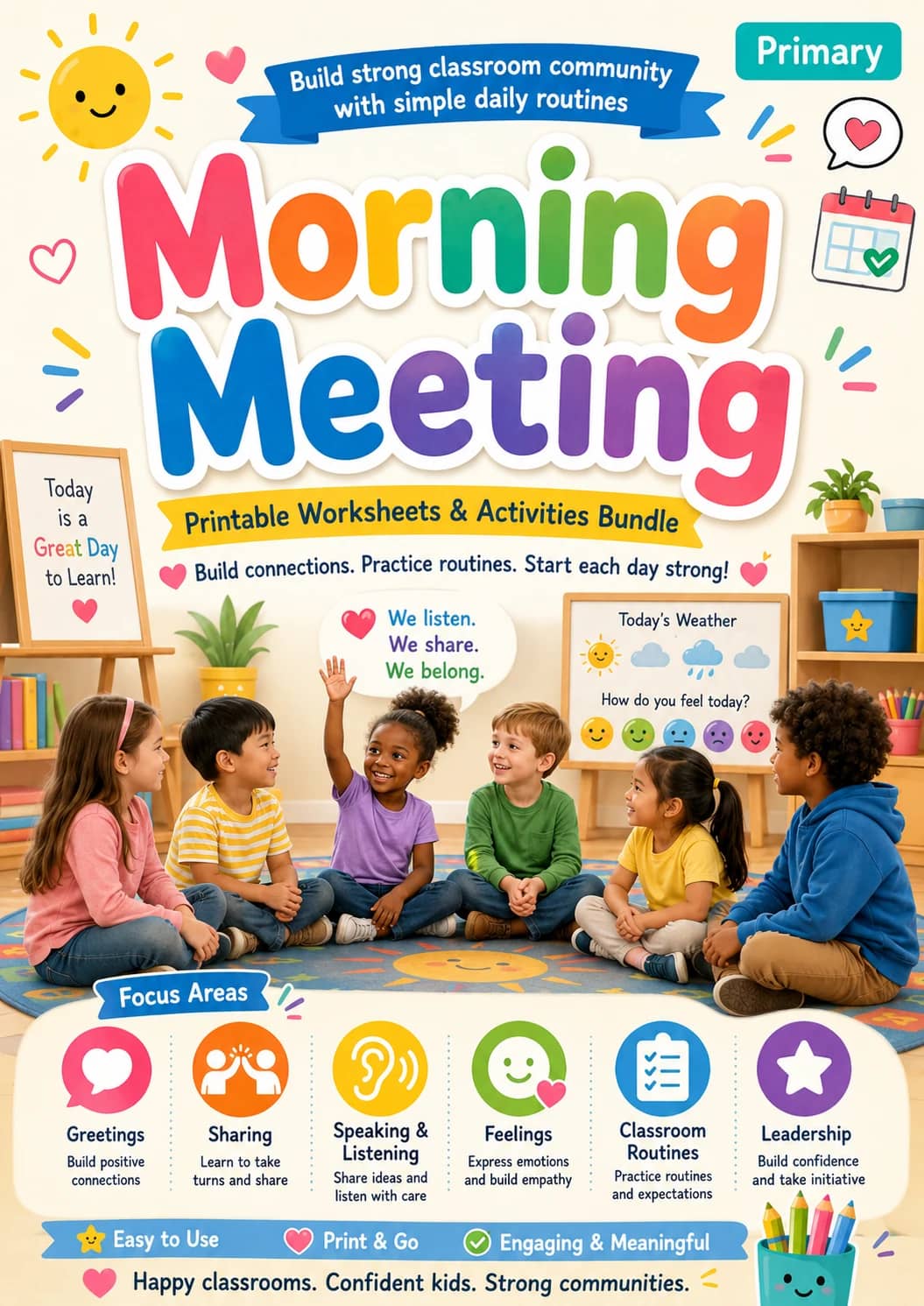 Morning Meeting Worksheet Pack printable cover