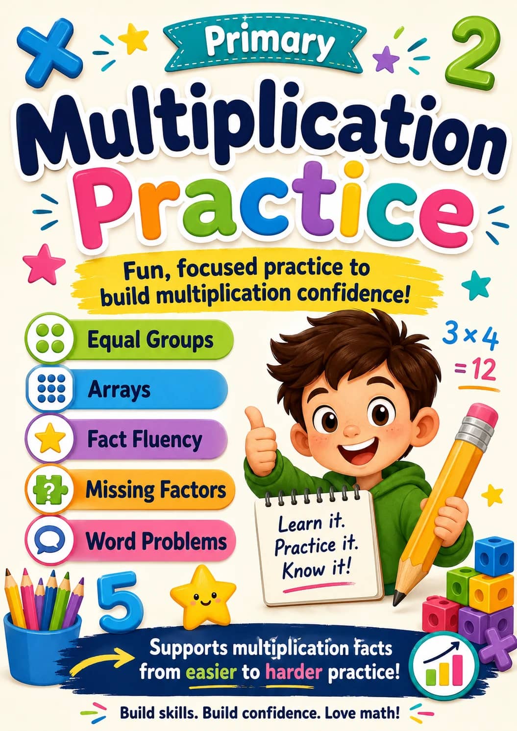 Multiplication Practice Worksheet Pack printable cover