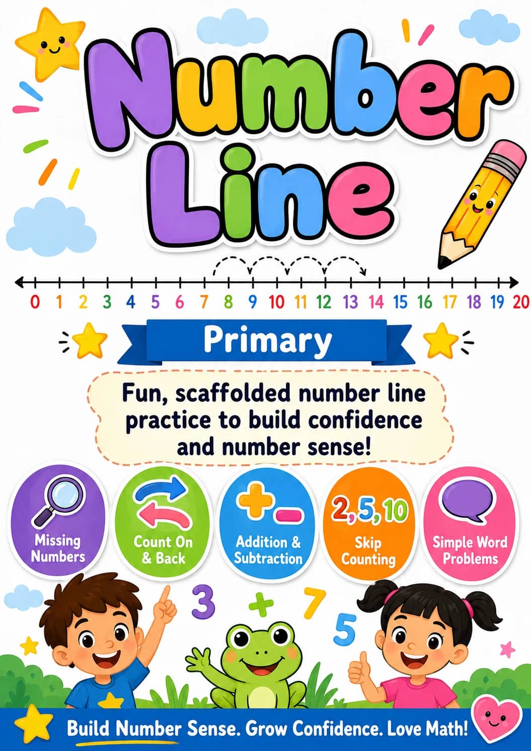 Number Line Worksheet Pack printable cover