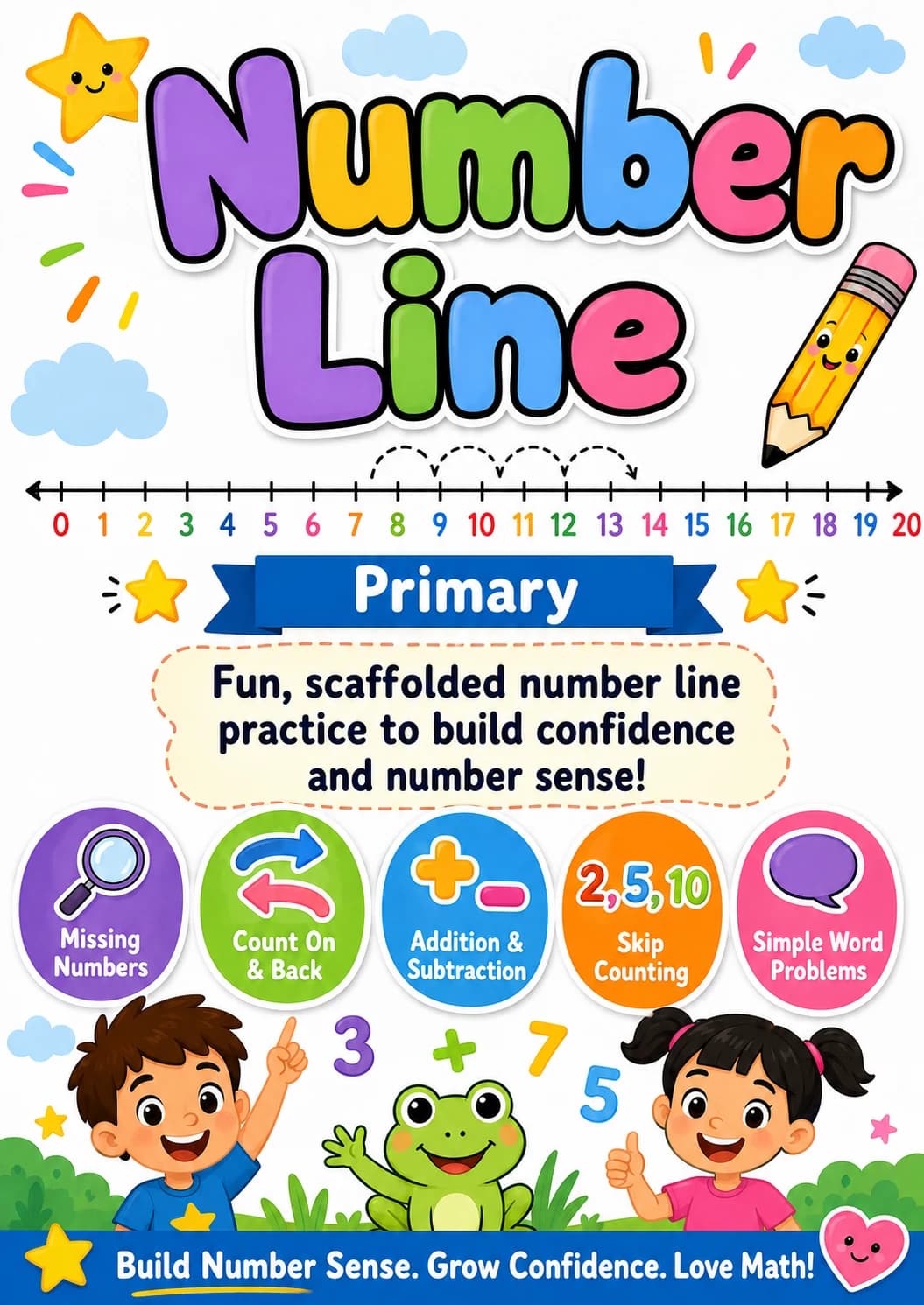 Number Line Worksheet Pack printable cover