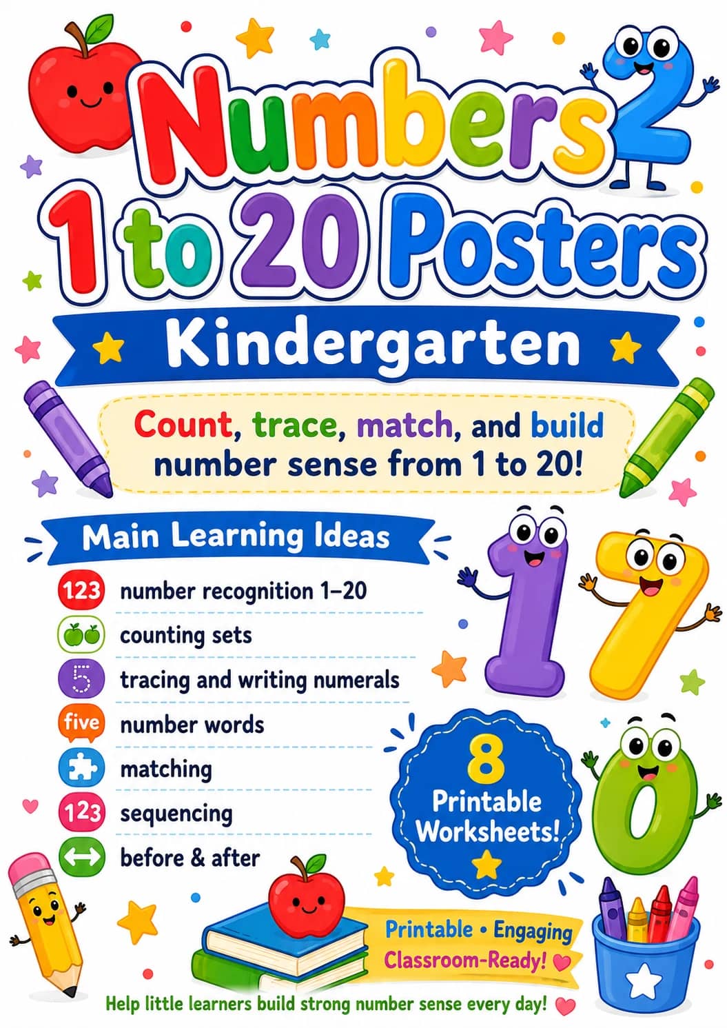 Numbers 1 to 20 Posters Worksheet Pack printable cover