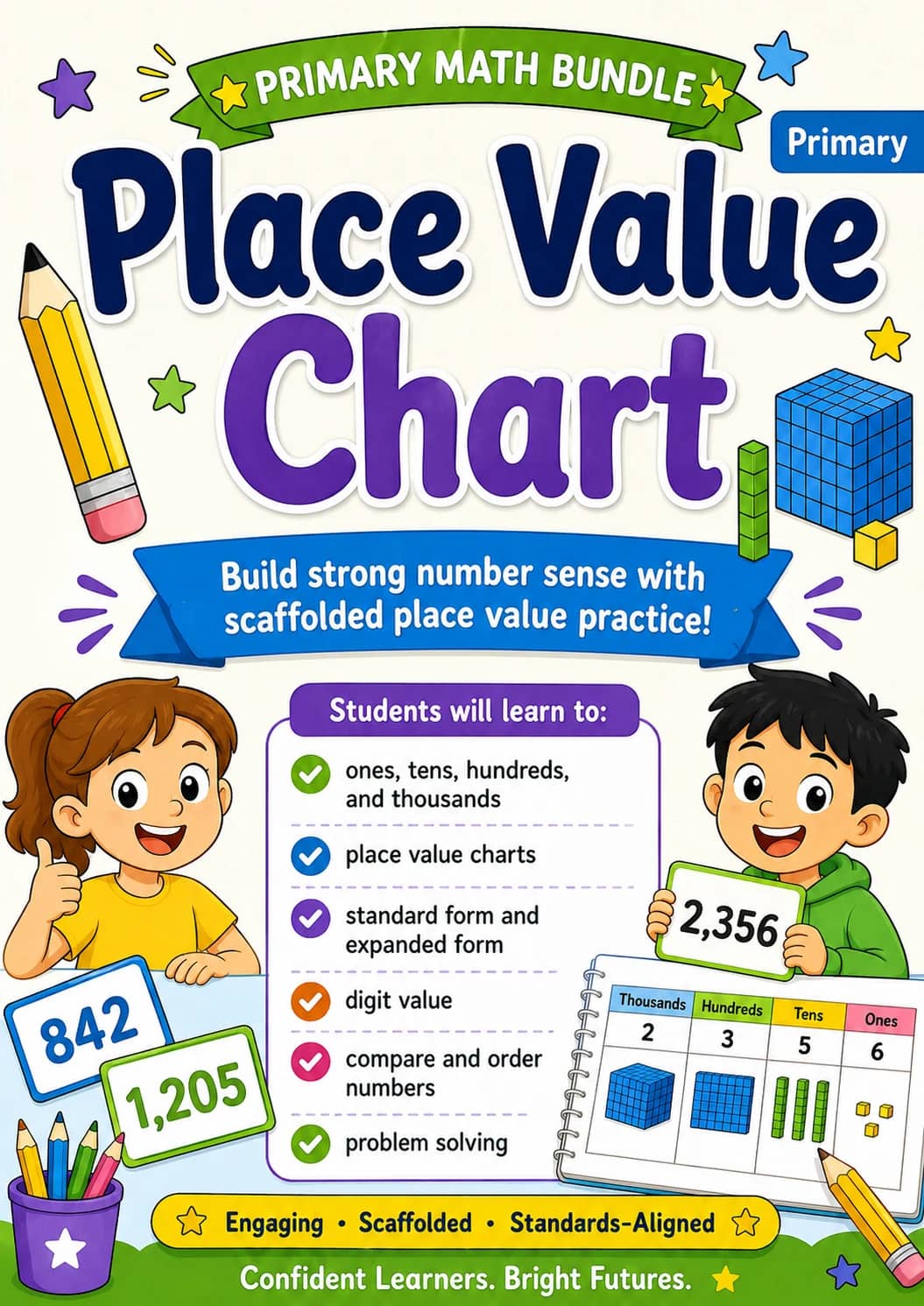 Place Value Chart Worksheet Pack printable cover