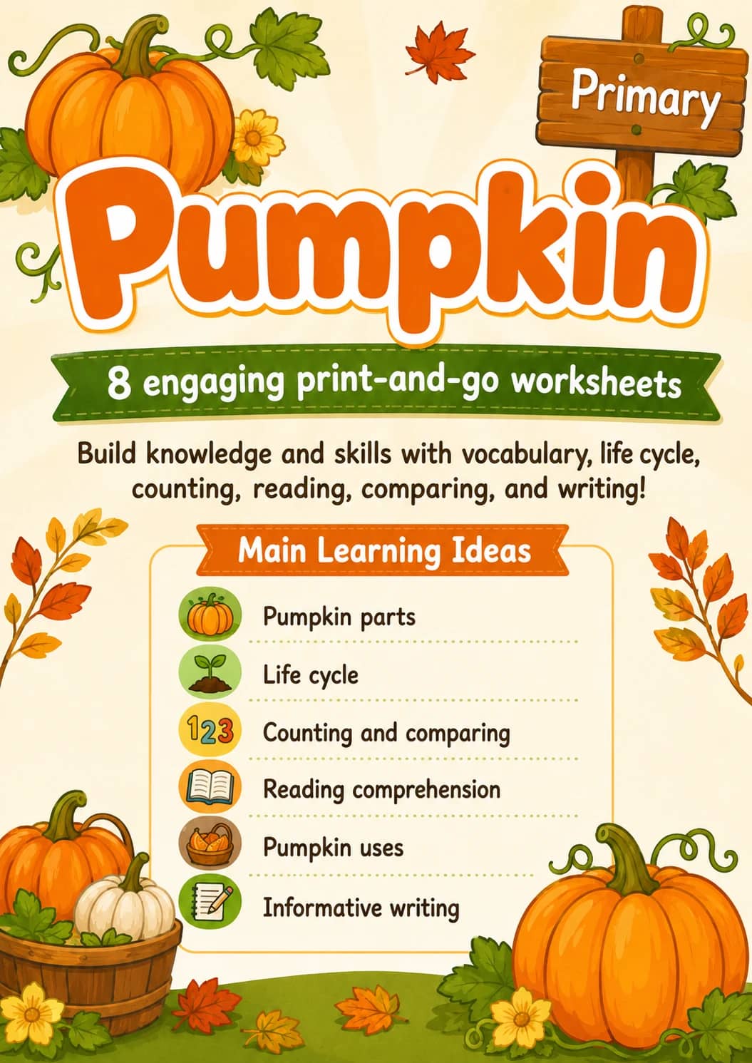 Pumpkin Worksheet Pack printable cover