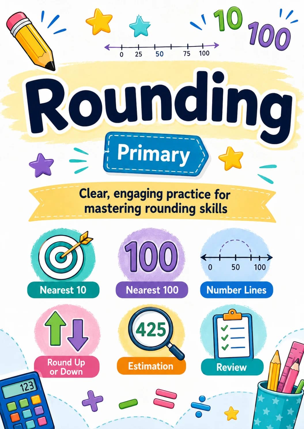 Rounding Worksheet Pack printable cover