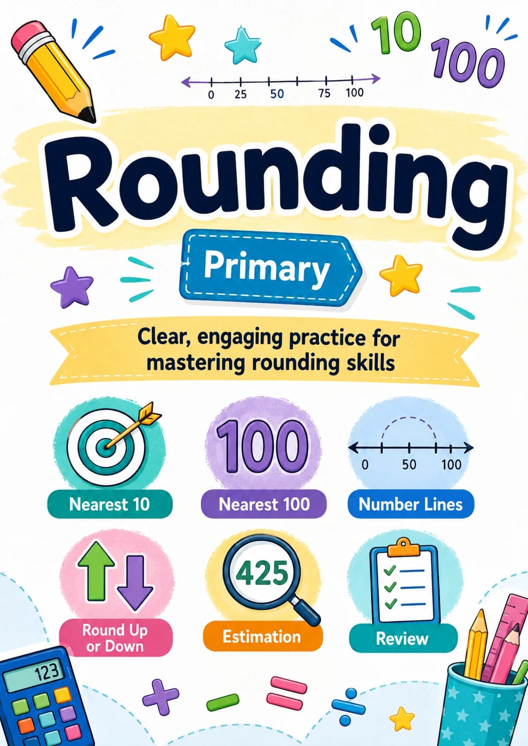 Rounding Worksheet Pack printable cover