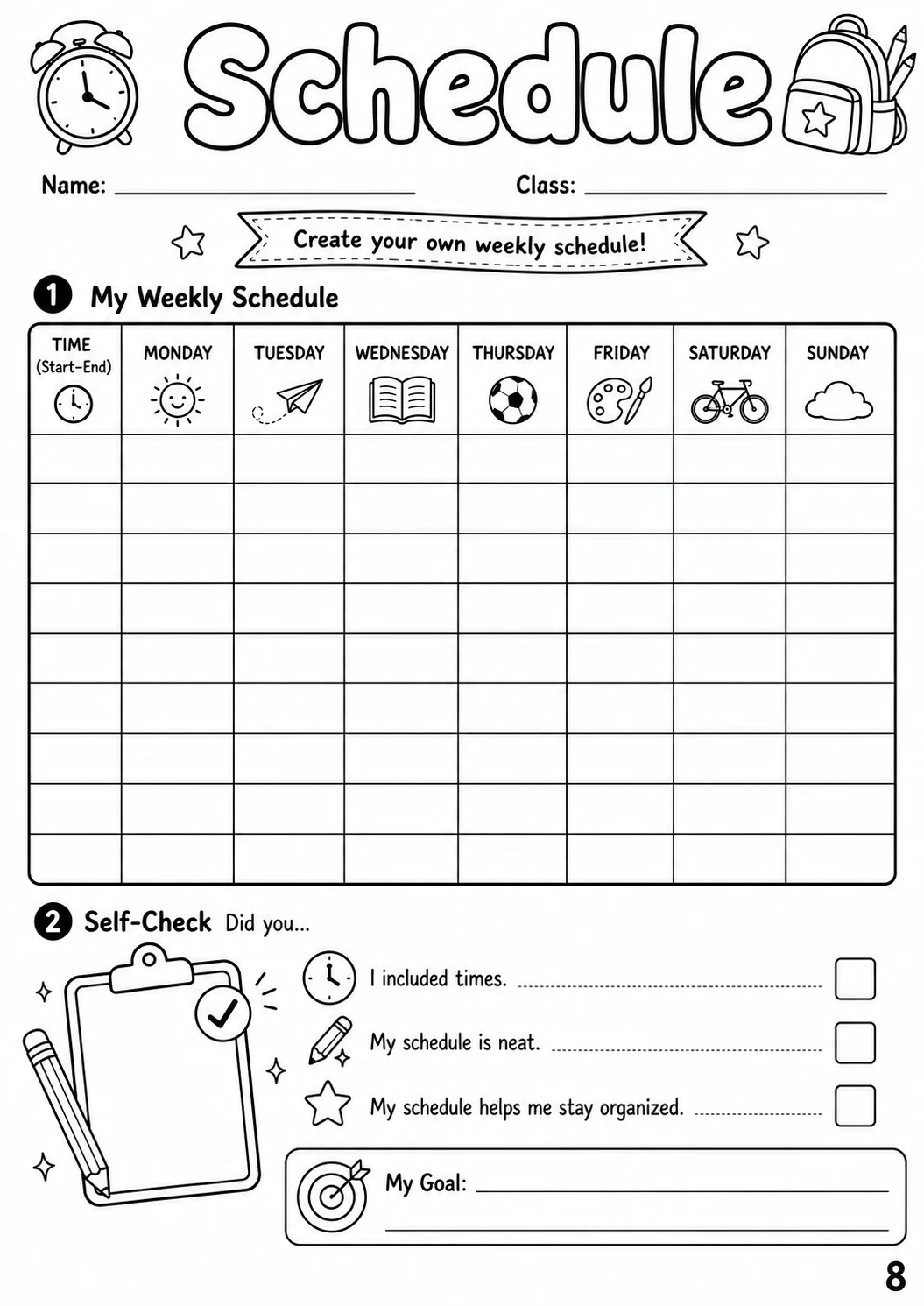Schedule Worksheet Pack printable cover