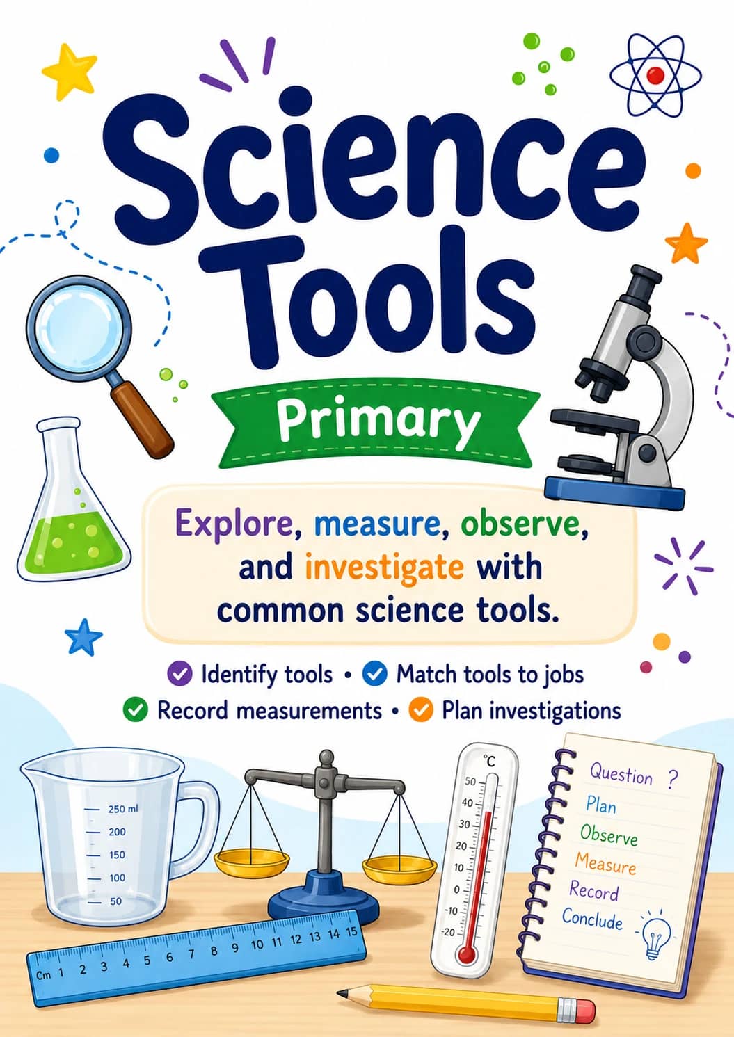 Science Tools Worksheet Pack printable cover