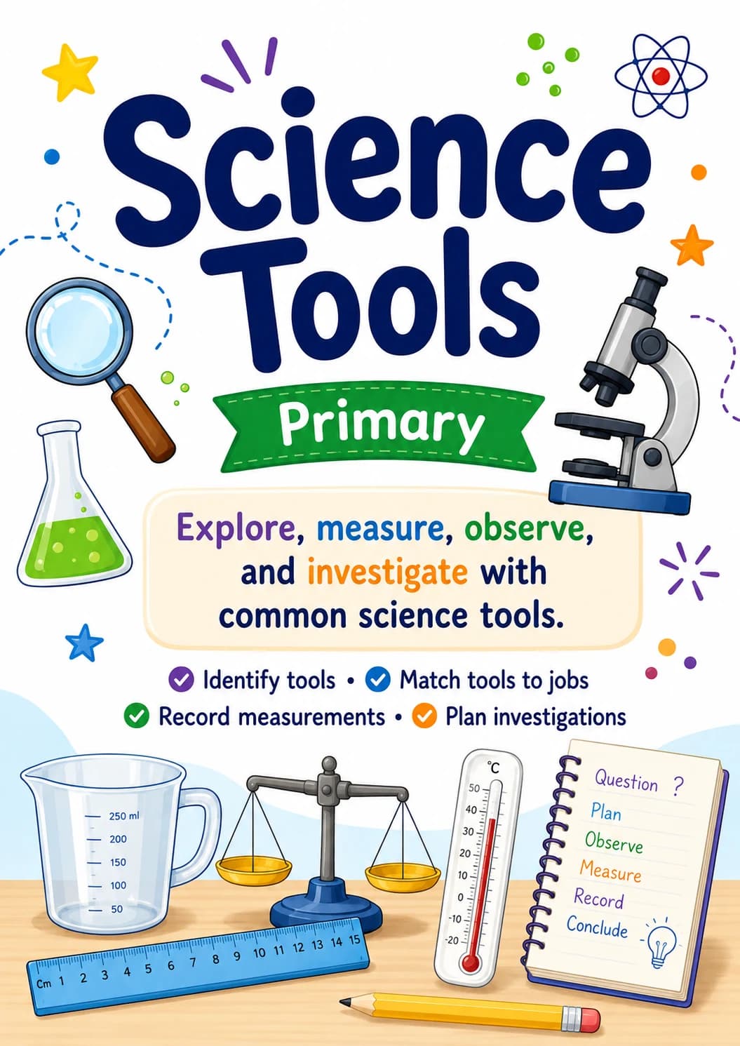 Science Tools Worksheet Pack printable cover