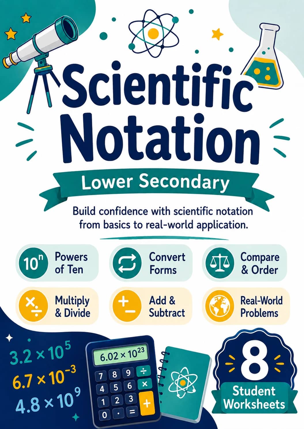 Scientific Notation Worksheet Pack printable cover