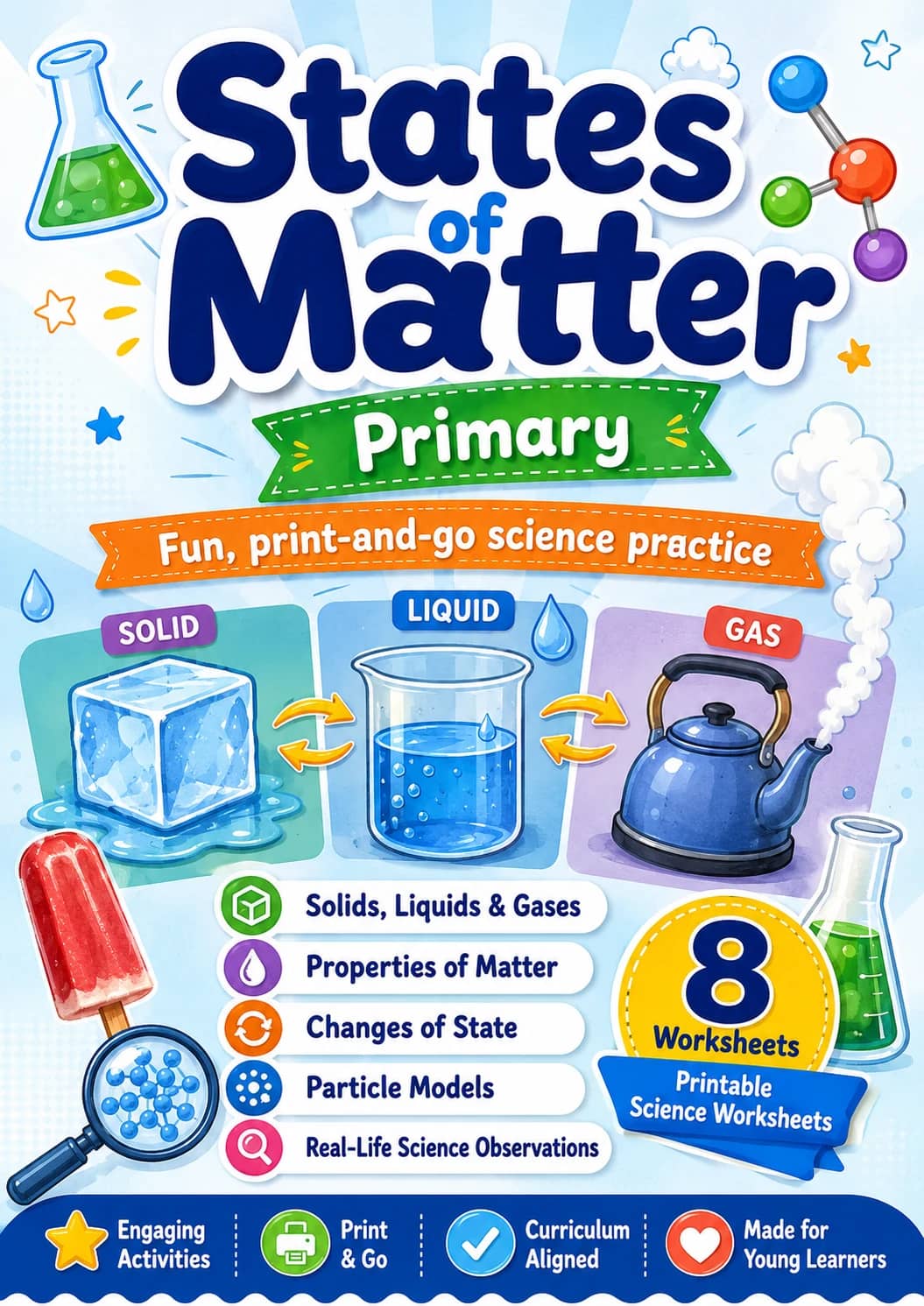 States of Matter Worksheet Pack printable cover