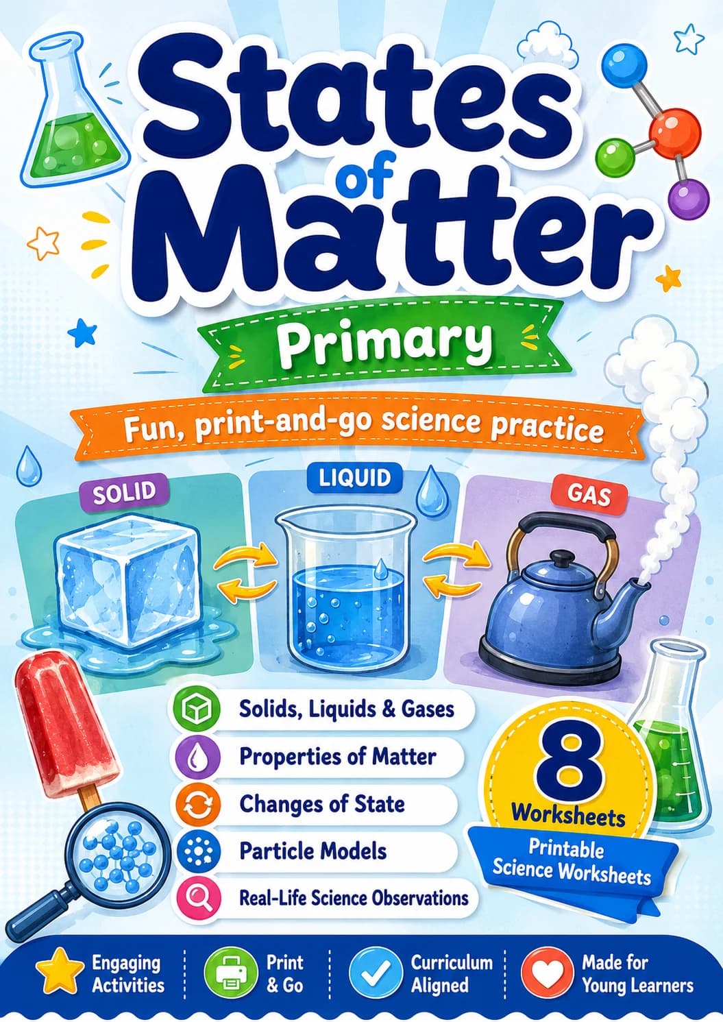 States of Matter Worksheet Pack printable cover