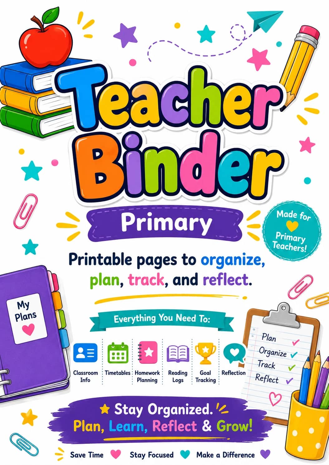 Teacher Binder Worksheet Pack printable cover
