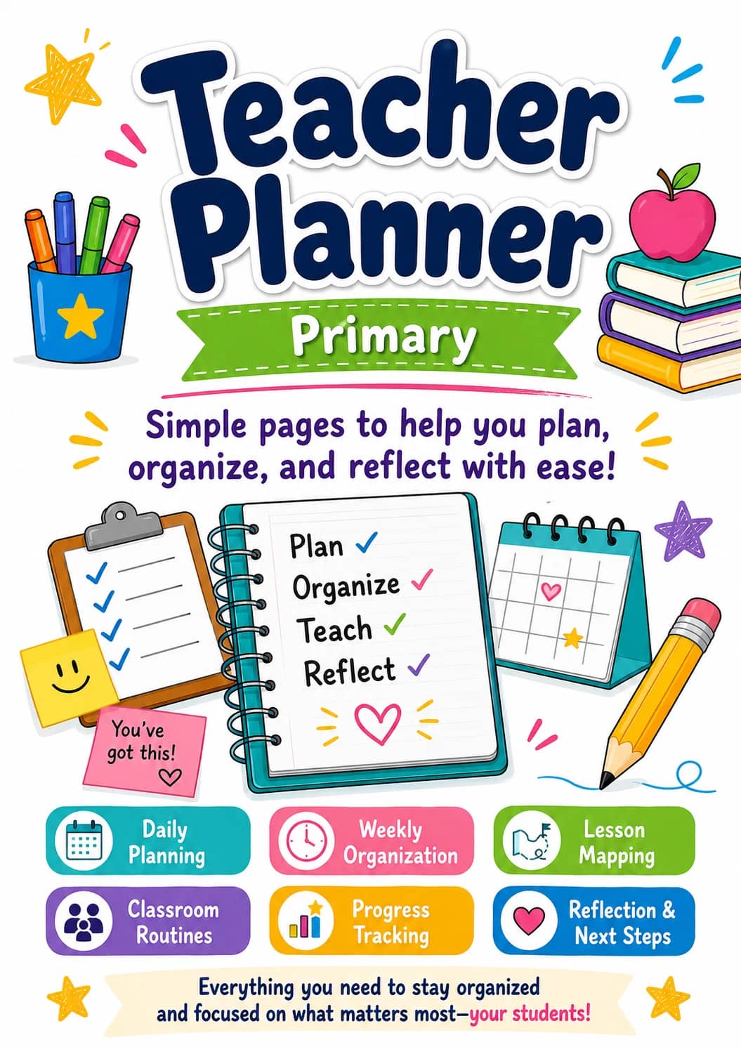 Teacher Planner Worksheet Pack printable cover