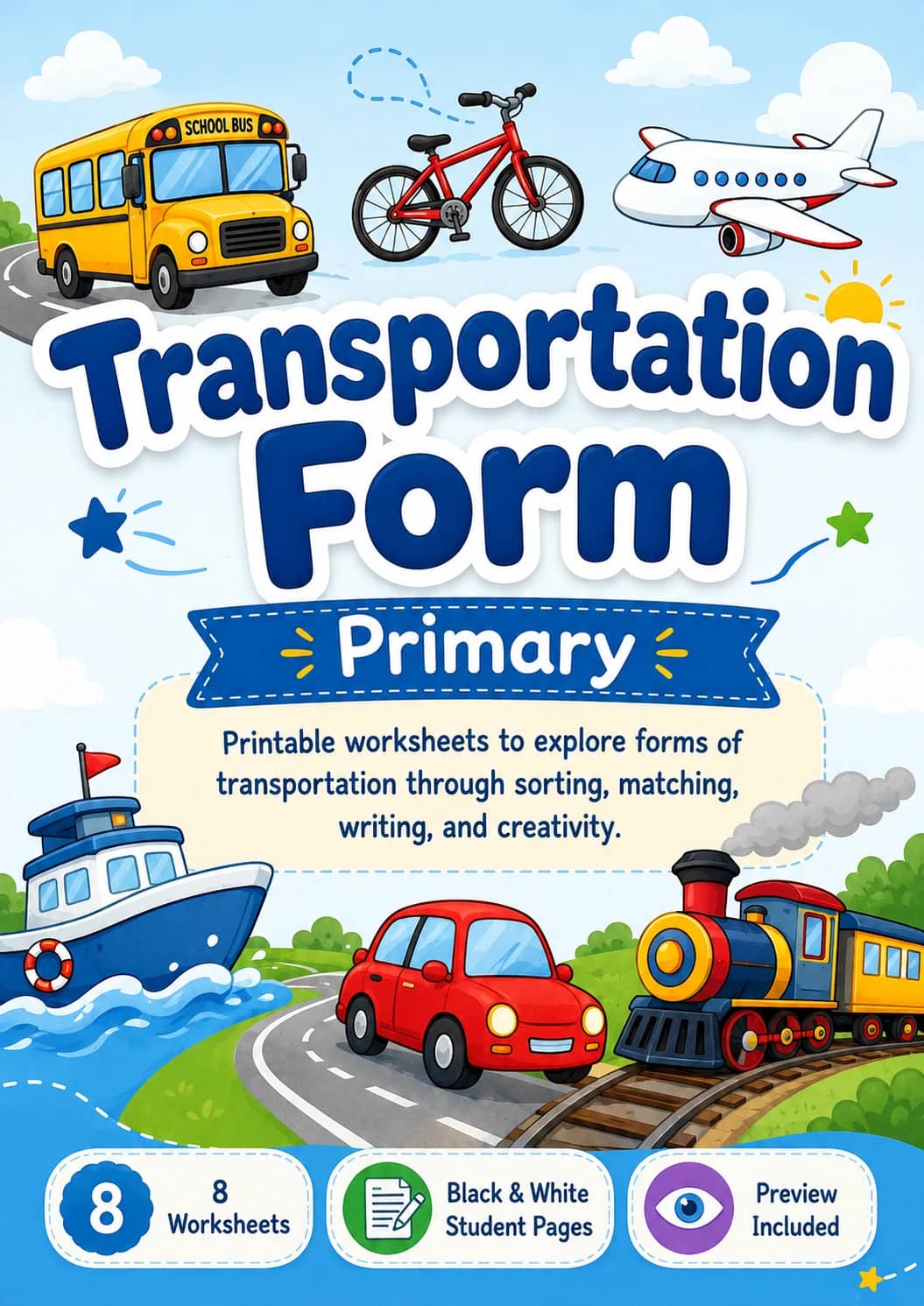 Transportation Form Worksheet Pack printable cover