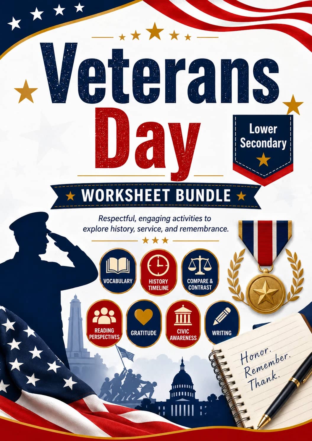 Veterans Day Worksheet Pack printable cover