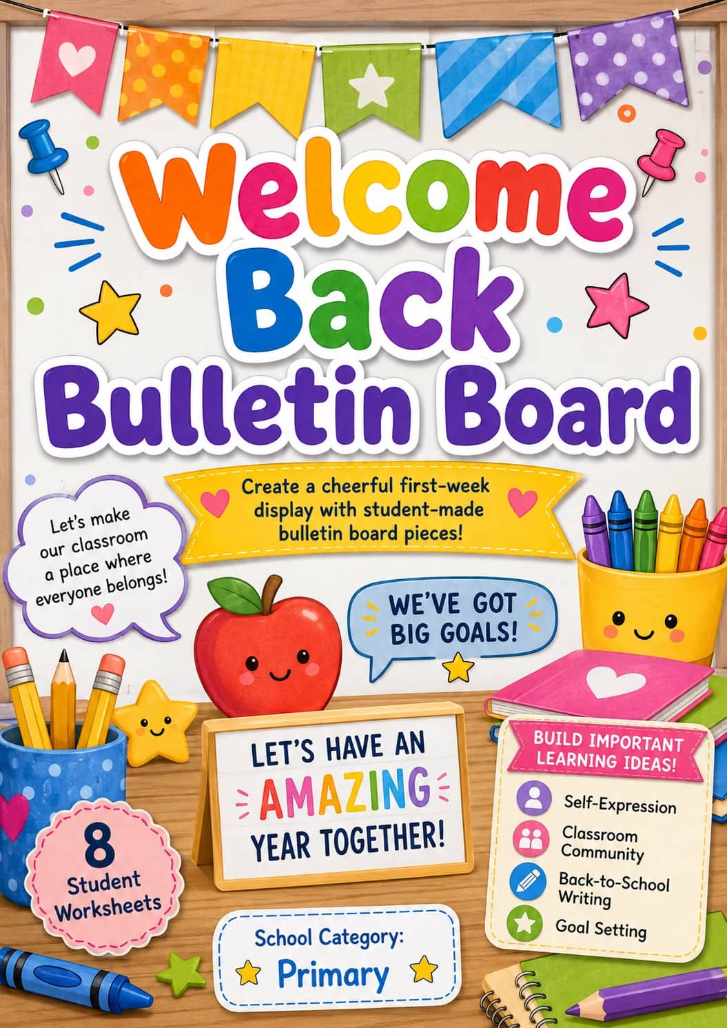 Welcome Back Bulletin Board Worksheet Pack printable cover