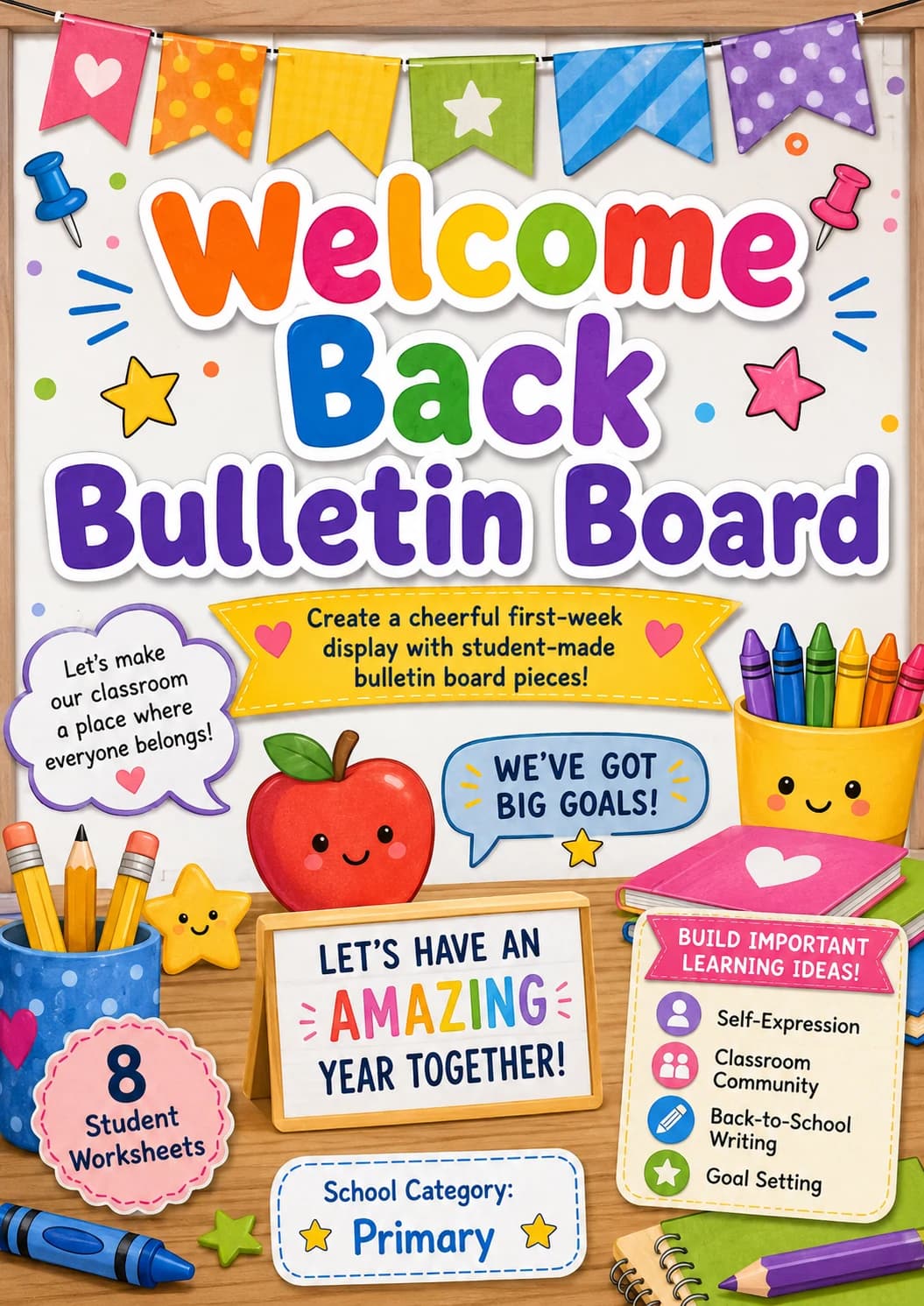 Welcome Back Bulletin Board Worksheet Pack printable cover