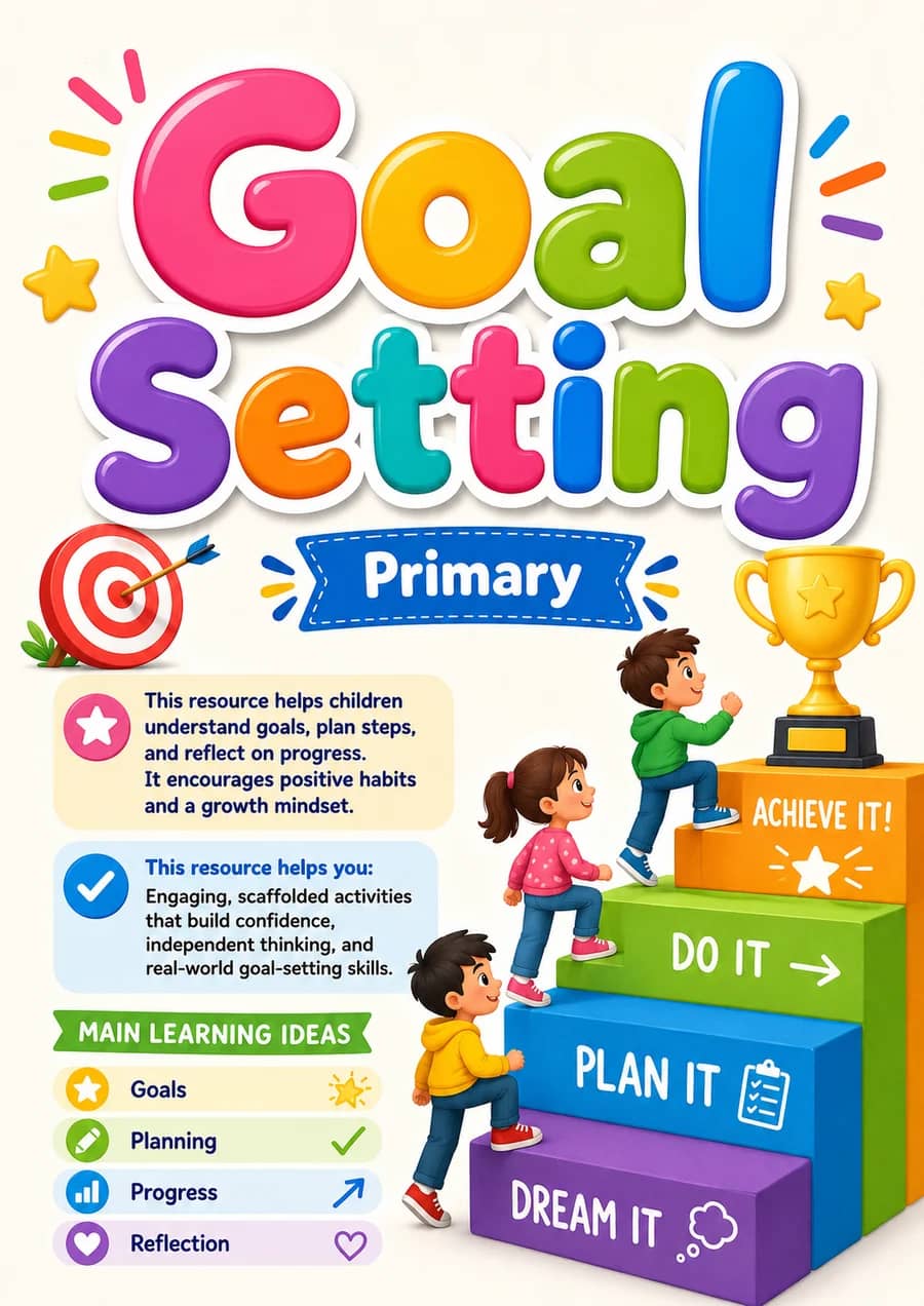 Goal Setting printable worksheet pack cover