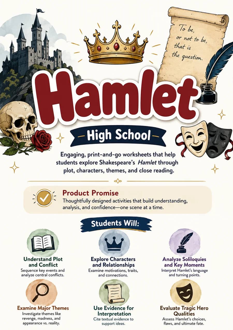 Hamlet printable worksheet pack cover