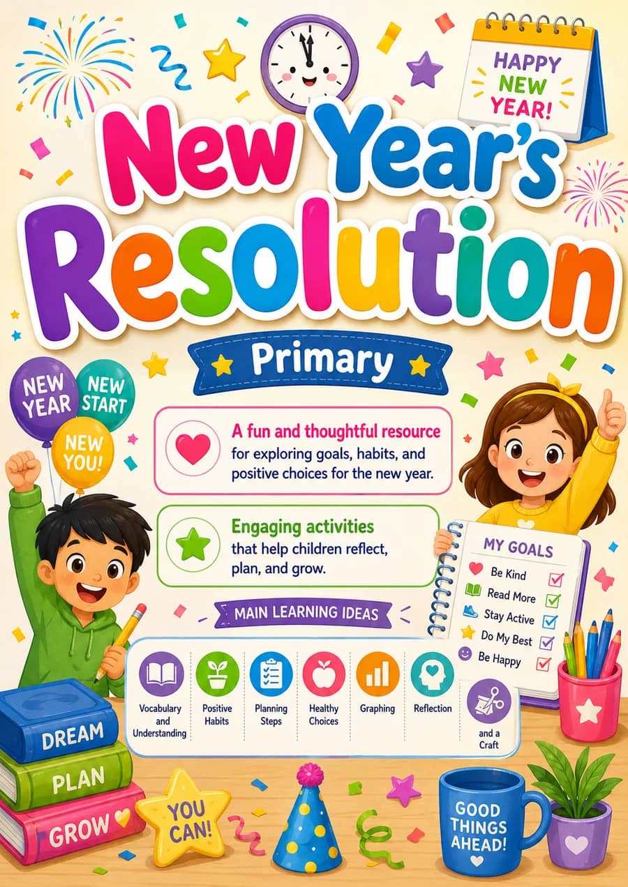 New Year's Resolution printable worksheet pack cover