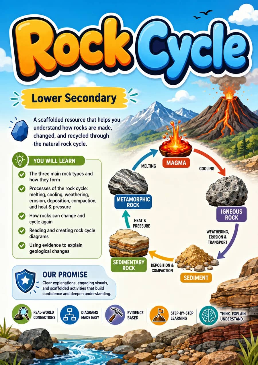 Rock Cycle printable worksheet pack cover