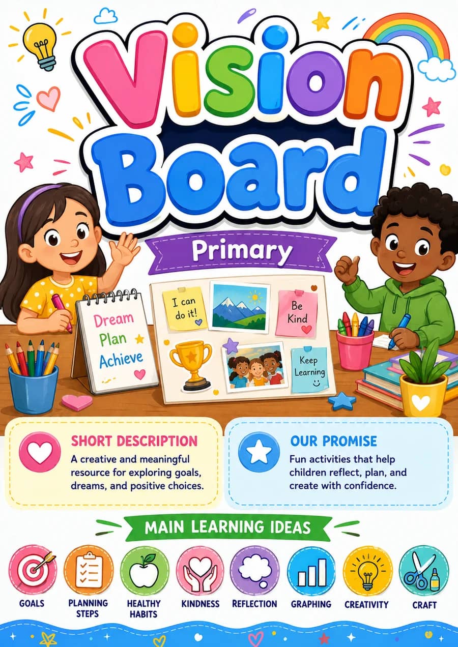 Vision Board printable worksheet pack cover