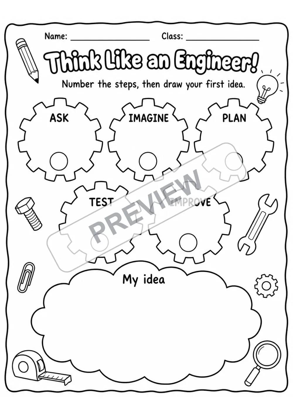 STEM Engineering Mega Worksheet Pack | 9 Activities | Grades 2-5 watermarked worksheet preview