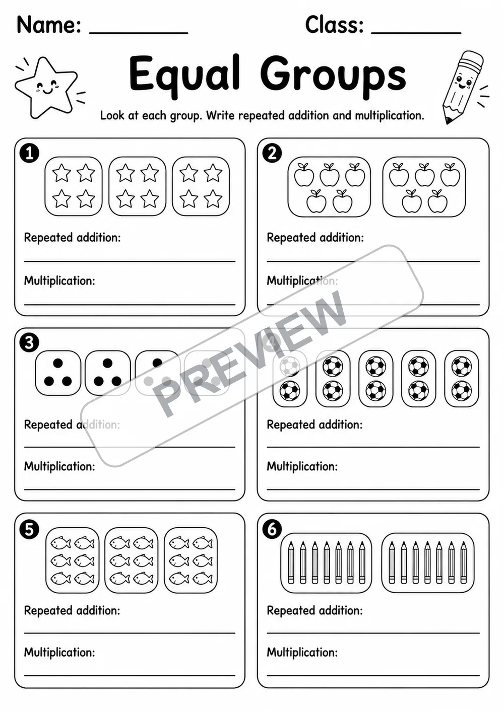Multiplication Facts Practice | 5 Worksheets | Grade 3 watermarked worksheet preview