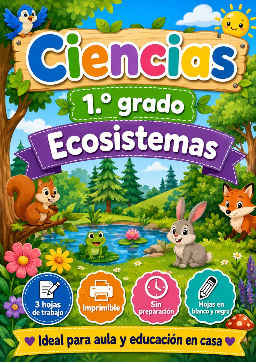 1.º grado - Ecosistemas - Paquete de ciencias en español portada imprimible