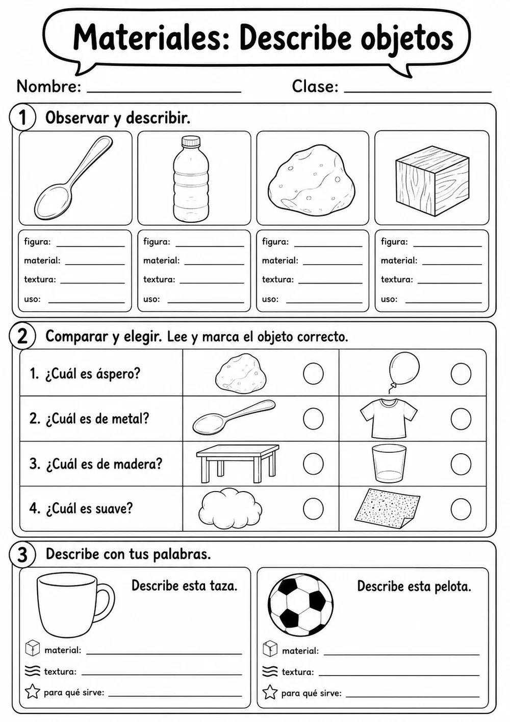 1.º grado - Materiales - Paquete de ciencias en español portada imprimible