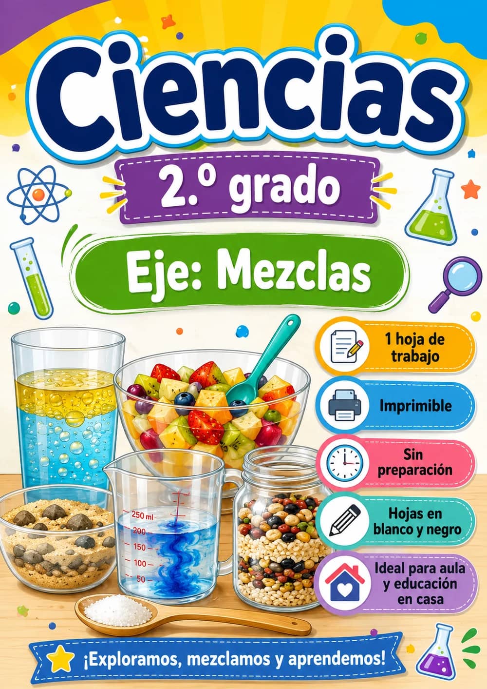 2.º grado - Mezclas - Paquete de ciencias en español portada imprimible
