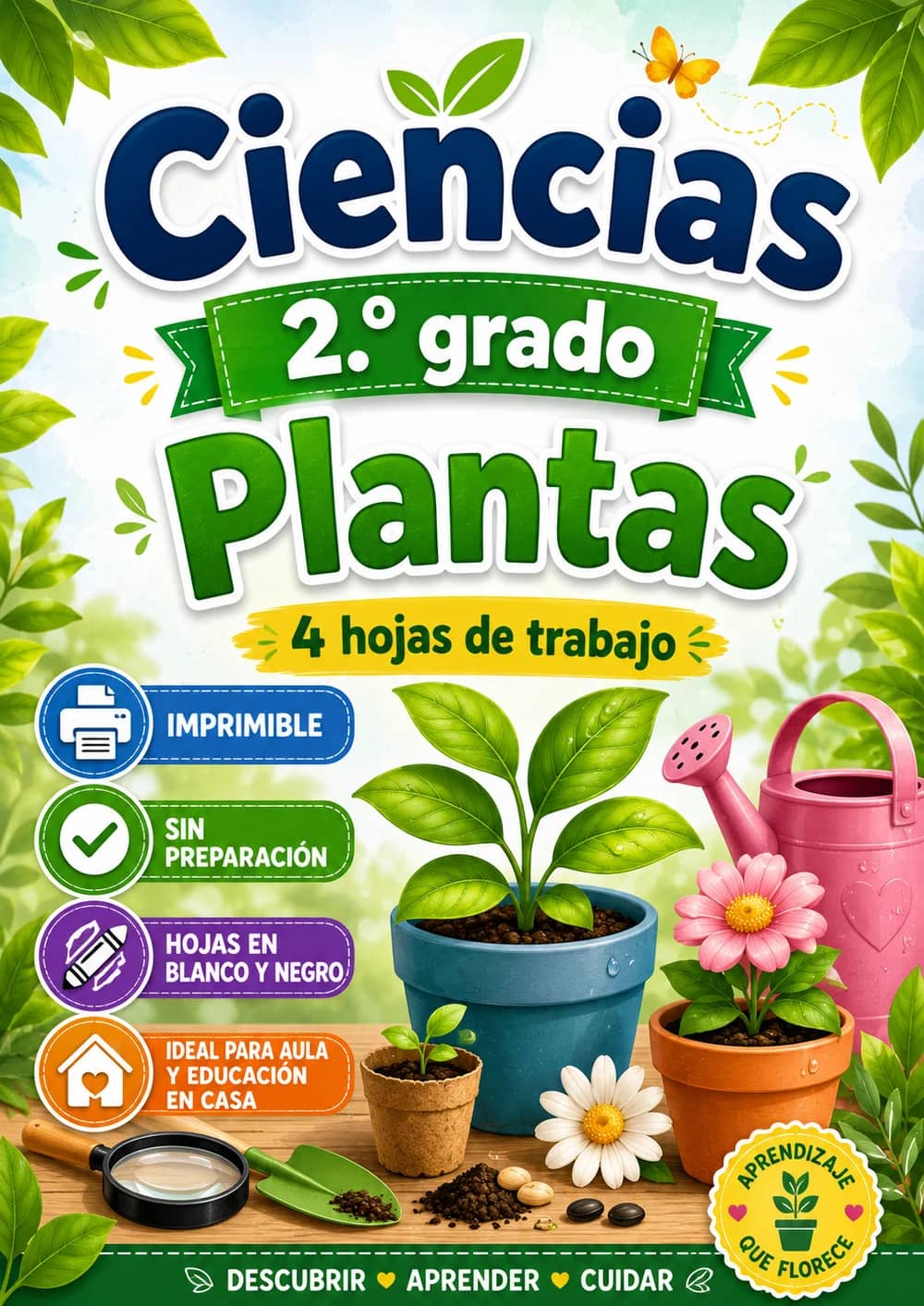 2.º grado - Plantas - Paquete de ciencias en español portada imprimible
