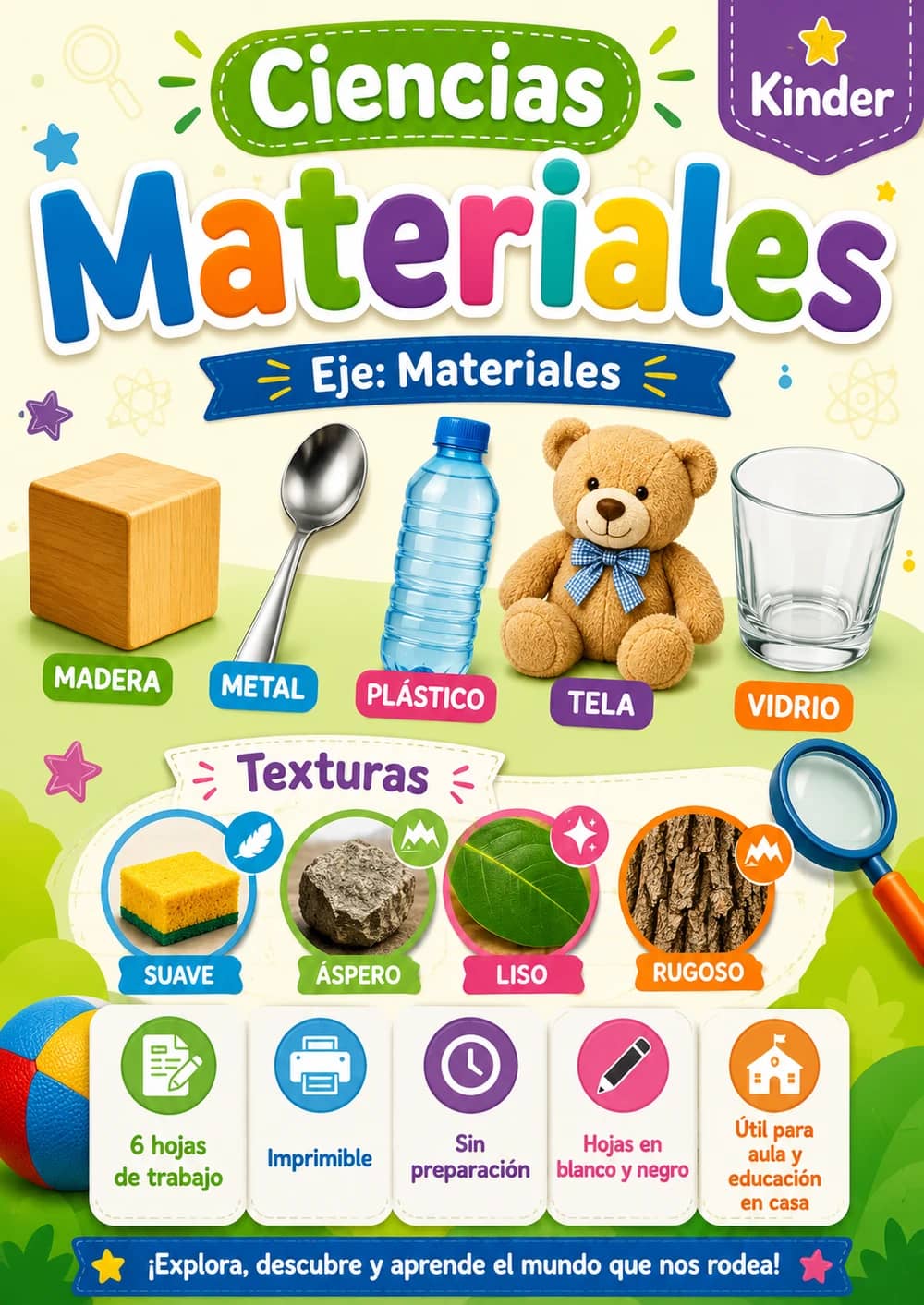 Kinder - Materiales - Paquete de ciencias en español portada imprimible