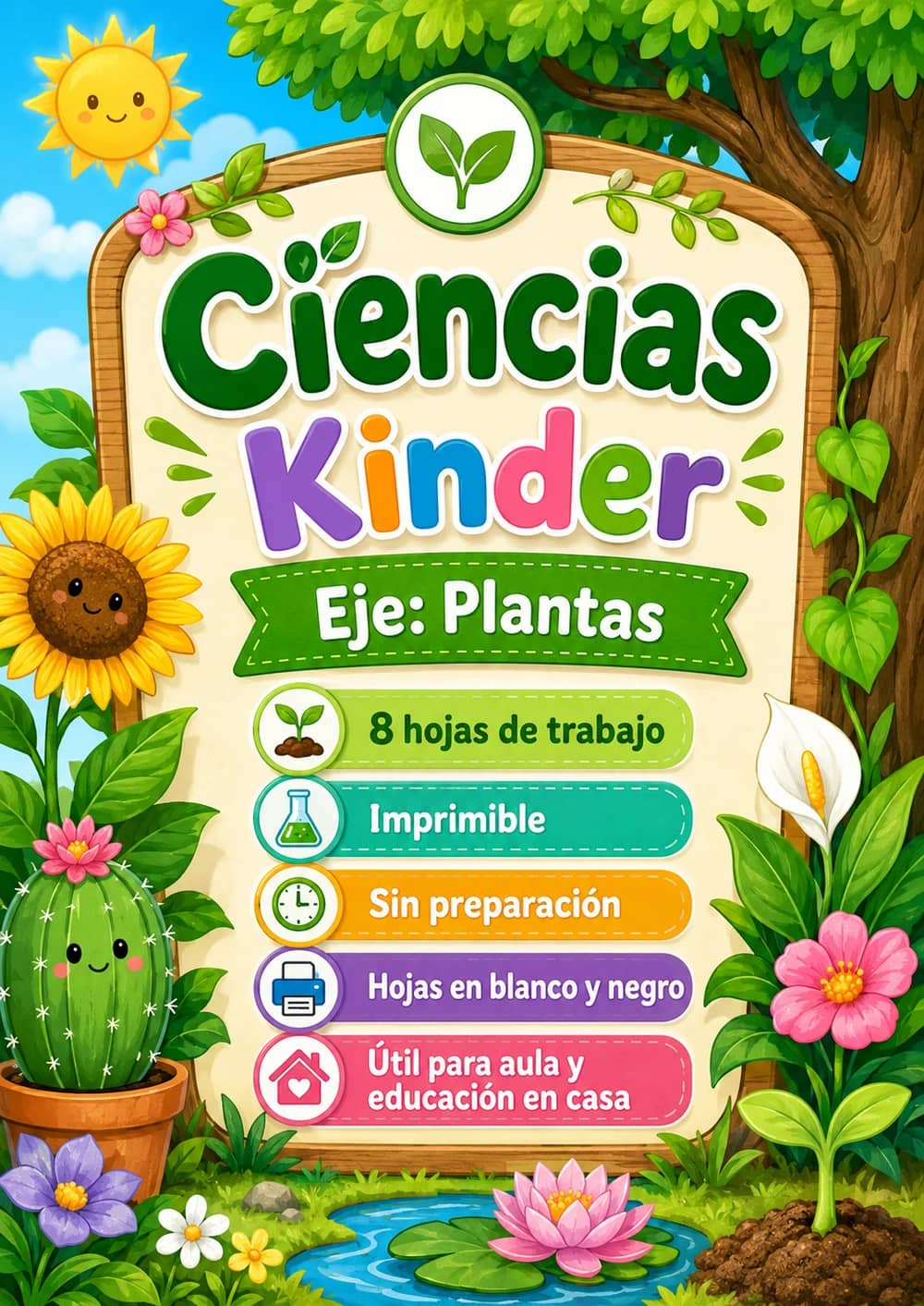 Kinder - Plantas - Paquete de ciencias en español portada imprimible