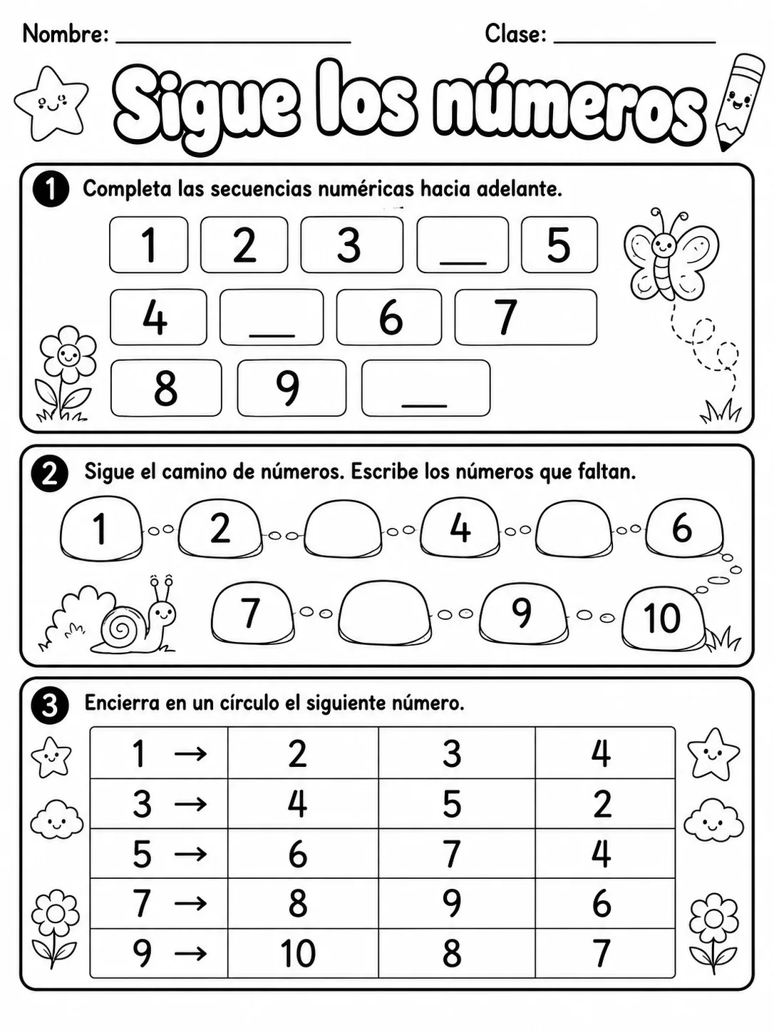 1.º grado - repaso mixto: números y conteo y patrones y secuencias - Paquete de fichas - Conjunto 2 página 3 vista previa imprimible