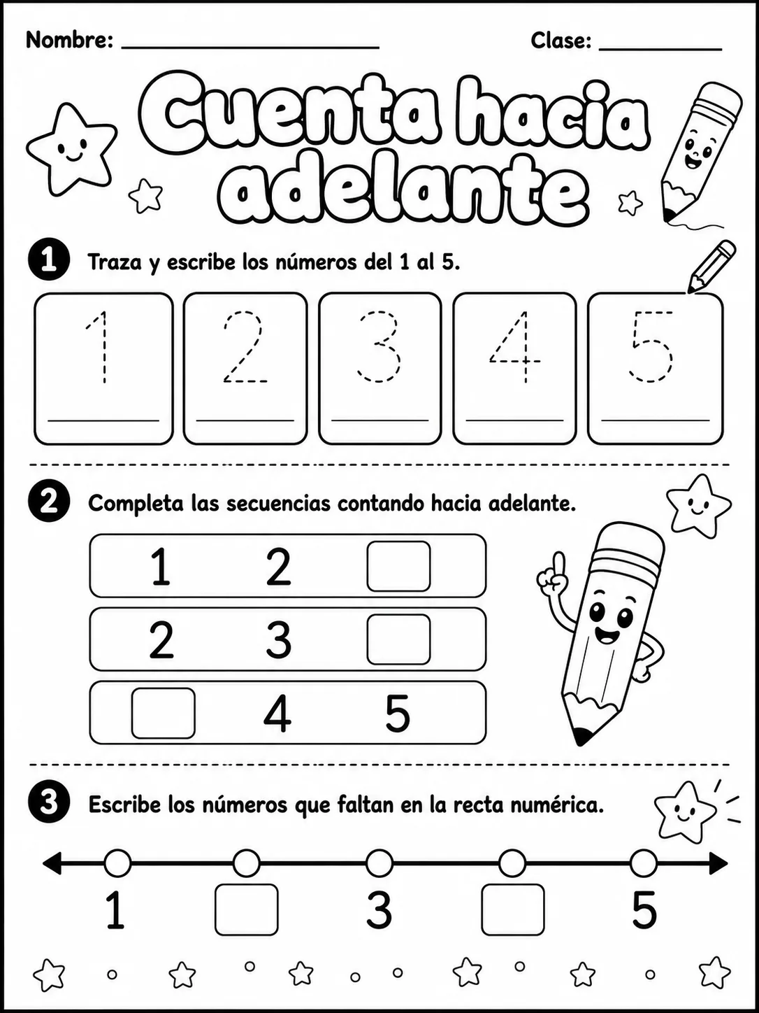 1.º grado - repaso mixto: números y conteo y patrones y secuencias - Paquete de fichas vista previa imprimible de matemáticas en KiwiBee