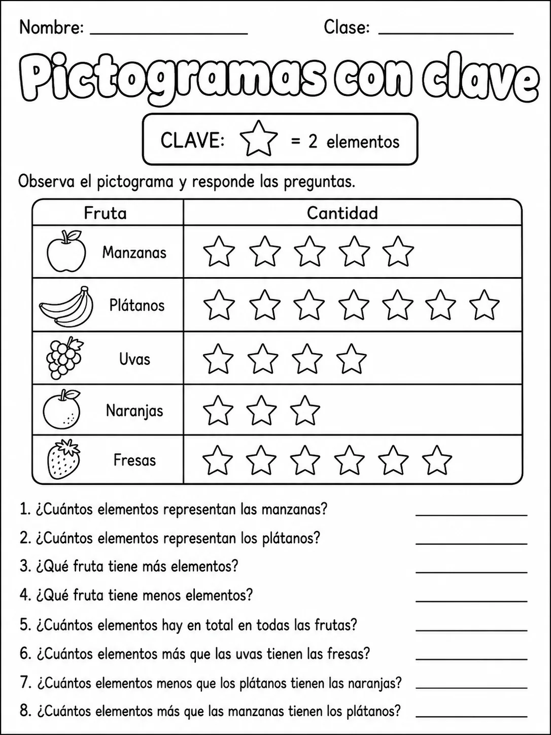 2.º grado - datos, tablas y gráficas - Paquete de fichas - Conjunto 2 página 5 vista previa imprimible