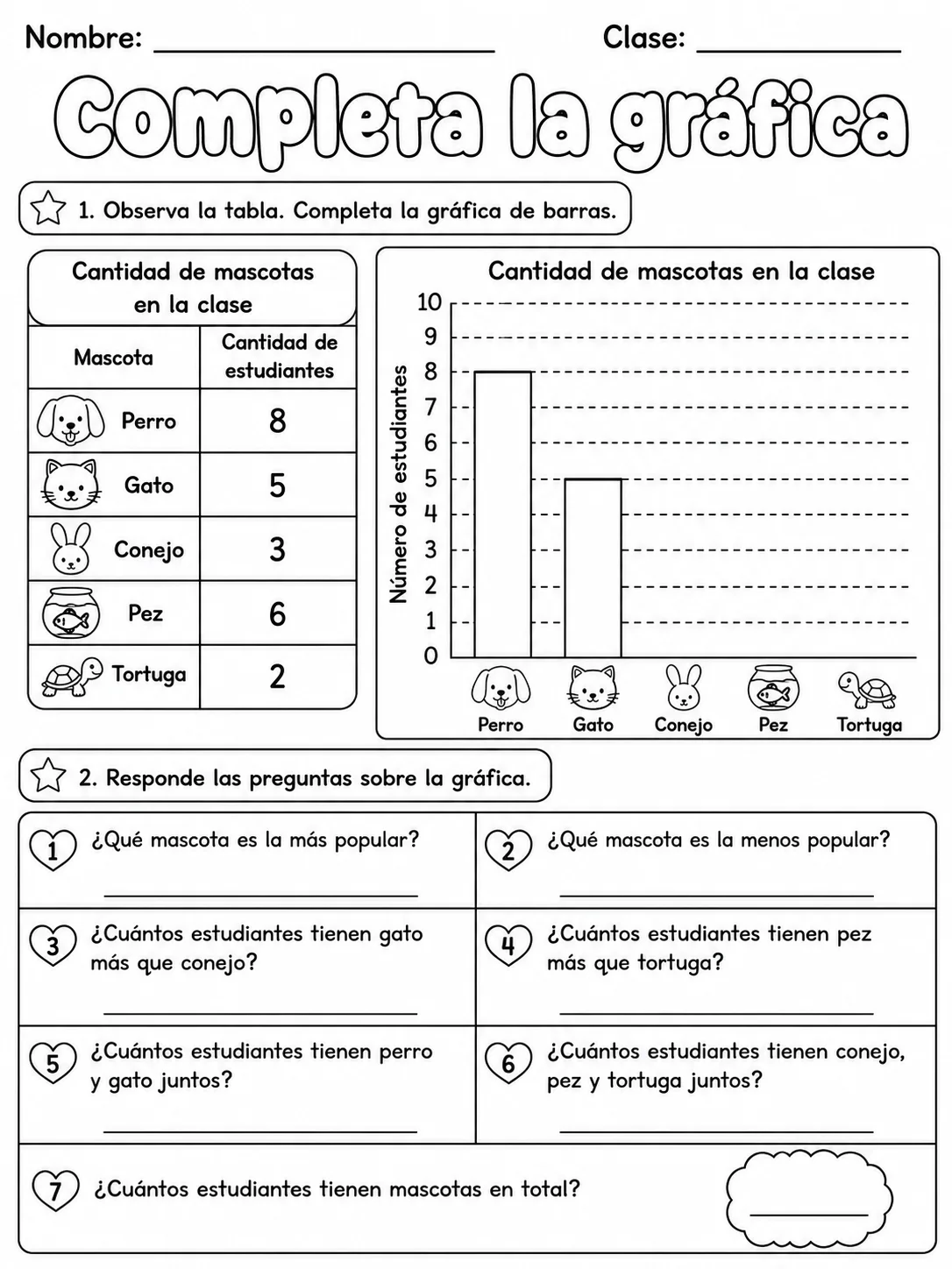 2.º grado - datos, tablas y gráficas - Paquete de fichas - Conjunto 2 página 7 vista previa imprimible